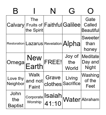 Bullock Bible BINGO Card