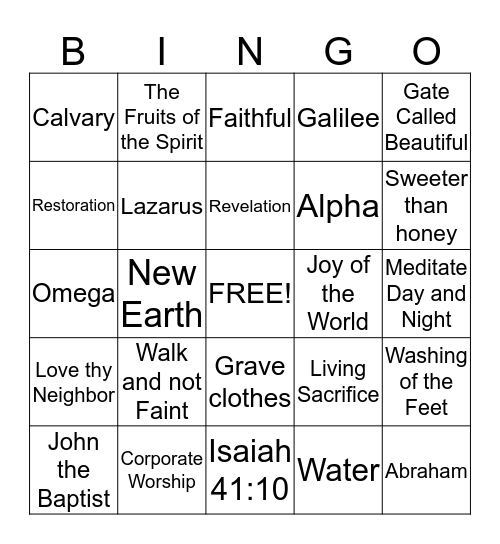 Bullock Bible BINGO Card