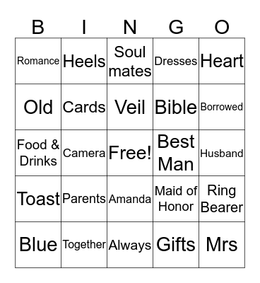 Bridal Shower Bingo Card