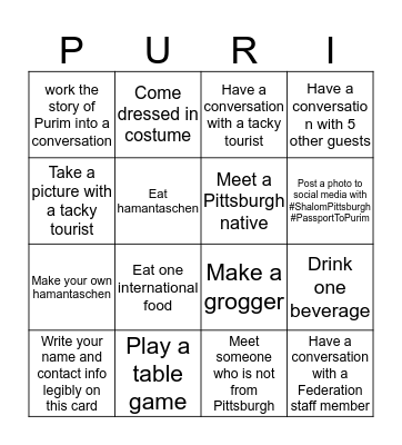 PURIM BINGO! Bingo Card