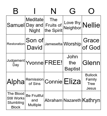 Bullock Bible BINGO Card