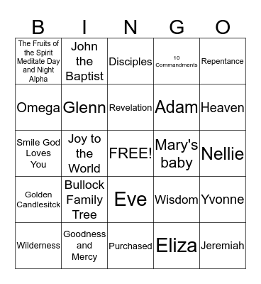 Bullock Bible BINGO Card