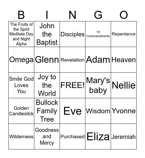 Bullock Bible BINGO Card
