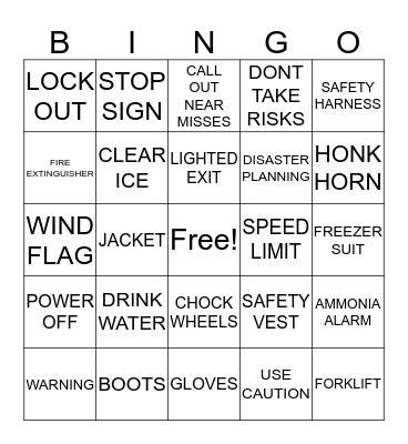 SAFETY BINGO Card