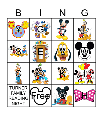 MICKEY'S ABC BINGO Card