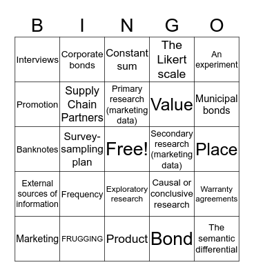 DECA Bingo Card