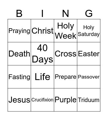 Lent Bingo Card