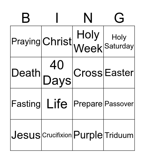 Lent Bingo Card