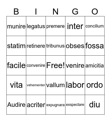 Latin Henle 1 Bingo Card