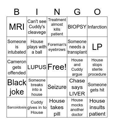 epilepsy Bingo Card