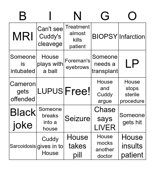 epilepsy Bingo Card