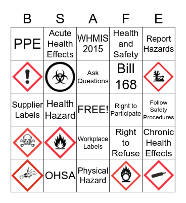 Health and Safety Awareness Bingo Card