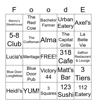 Foodies Play Bingo Card