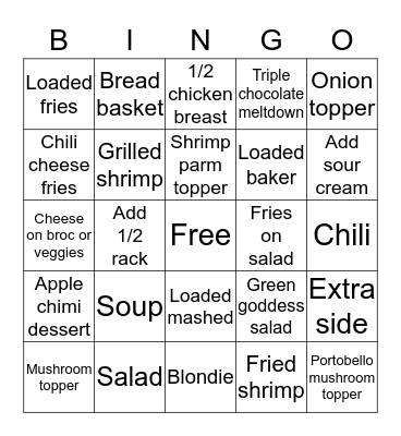 Add-On Bingo Card