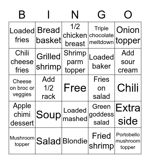 Add-On Bingo Card