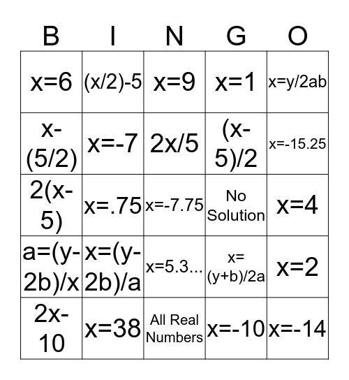 Unit 3 Review Bingo Card