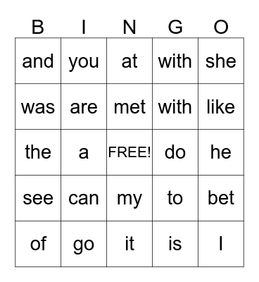 Alphabet Bingo Card
