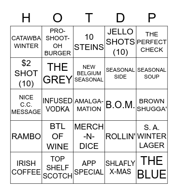 HOTDP BINGO CHALLENGE Bingo Card