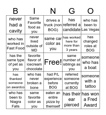 Kick Off 2019 Bingo Card