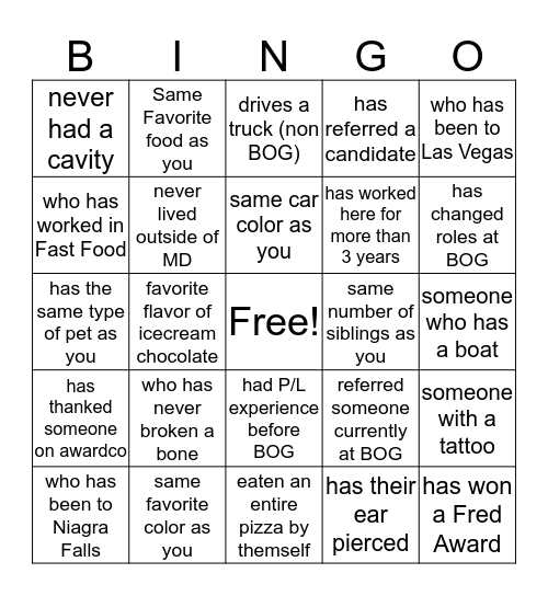 Kick Off 2019 Bingo Card