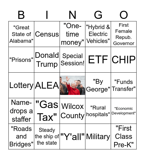 2019 Alabama State of the State Bingo Card