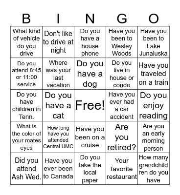 People Bingo Card