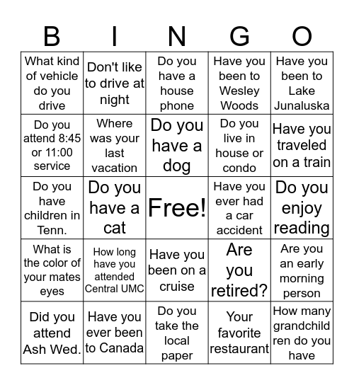 People Bingo Card