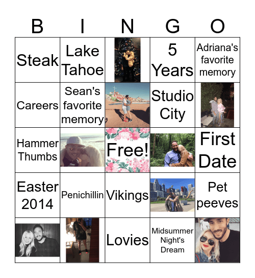 B R I D A L Bingo Card