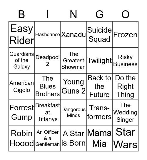 Soundtrack BINGO Card