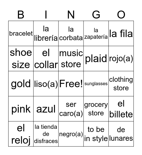 Español Santillana - Unidad 3 vocabulario Bingo Card