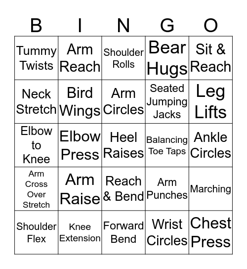 Exercise BINGO Card