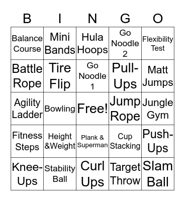 Fitness Bingo Card