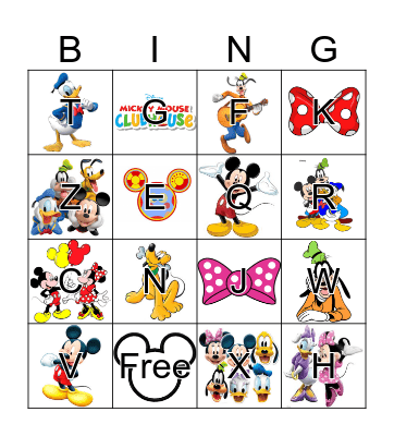 MICKEY'S ABC BINGO Card