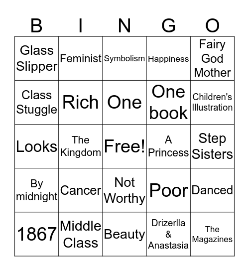 Cinderella  Bingo Card