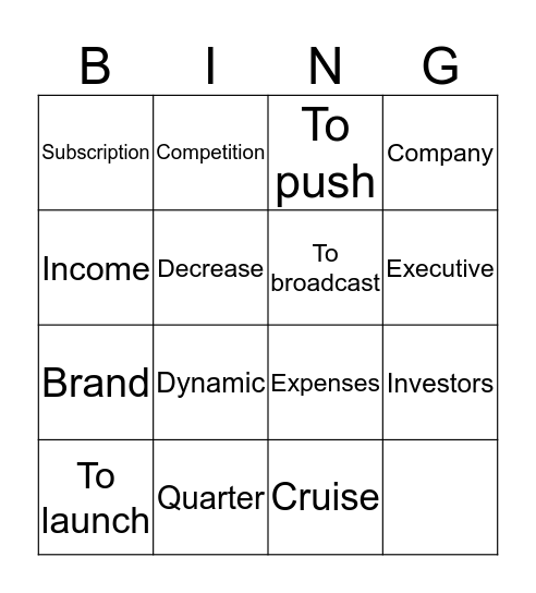 Vocabulario Bingo Card