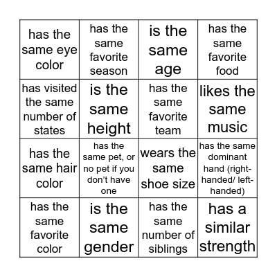 Find Someone Who... Bingo Card
