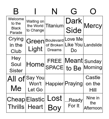 Musical Bingo Card