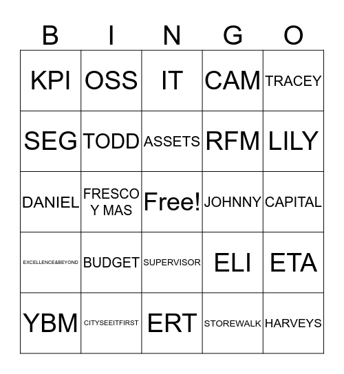 CITY BINGO MADNESS! Bingo Card