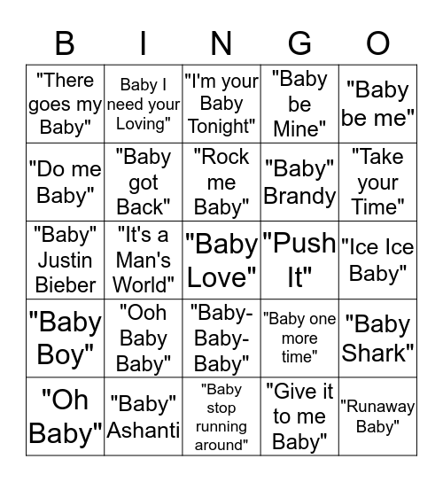 Baby Hatchett Bingo Card