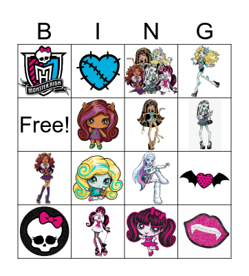 monster high Bingo Card