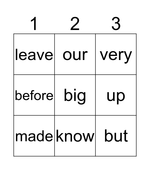 March Sight Words Bingo Card