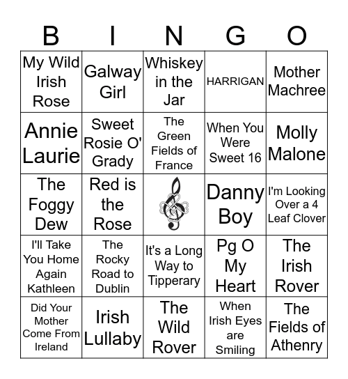 Luck of the Irish BINGO Card