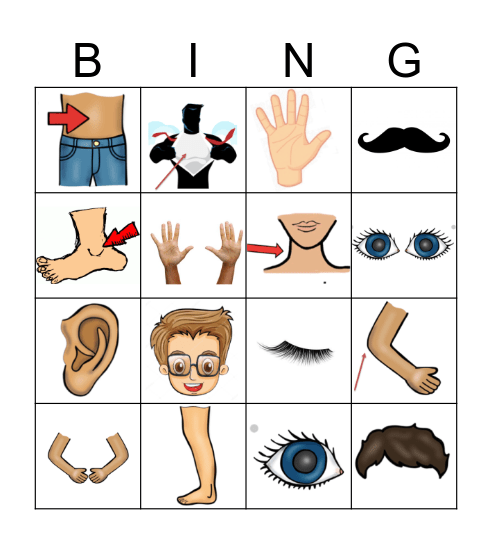 Las partes del cuerpo Bingo Card
