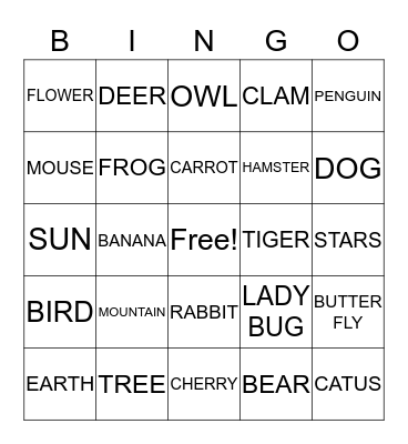 Creation Bingo Card
