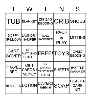 DANIELLE'S BABY SHOWER Bingo Card