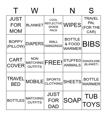 DANIELLE'S BABY SHOWER Bingo Card