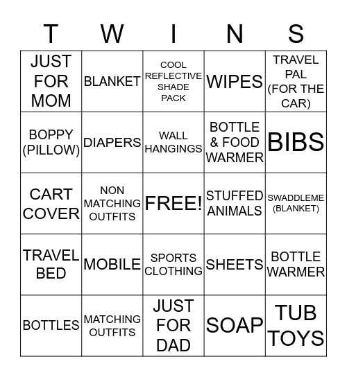 DANIELLE'S BABY SHOWER Bingo Card