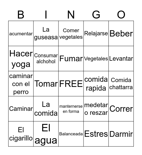 Sanish Vocab BINGO # 3 Bingo Card