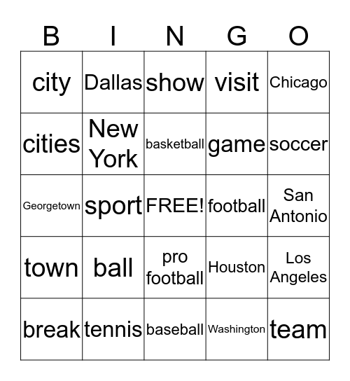 Book 4 Lesson 1 Bingo Card