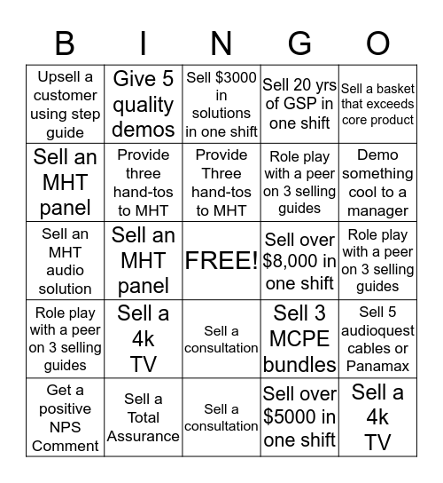 Big Game Bingo Card